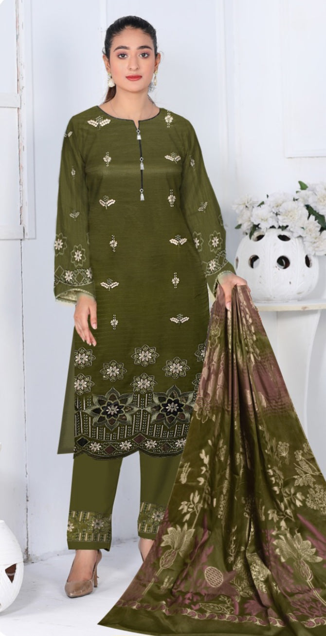 3-Pc Unstitched Lawn Fancy Suit