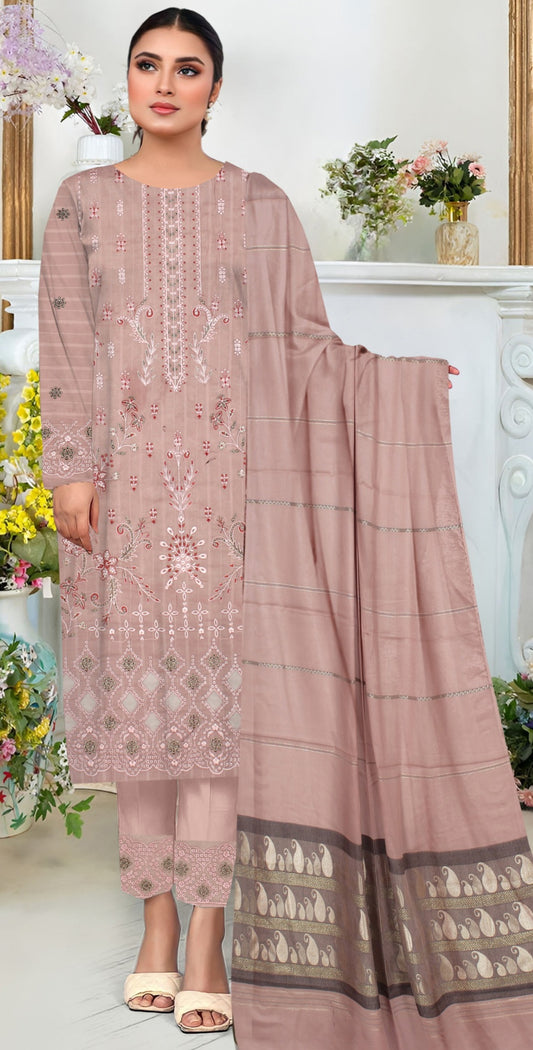 3-Pc Unstitched Lawn Fancy Suit