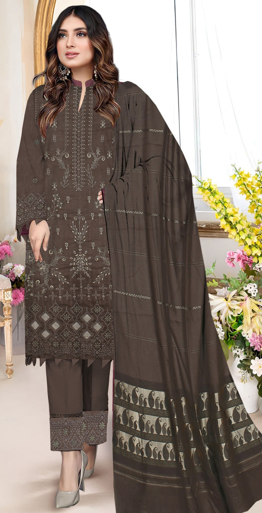 3-Pc Unstitched Lawn Fancy Suit