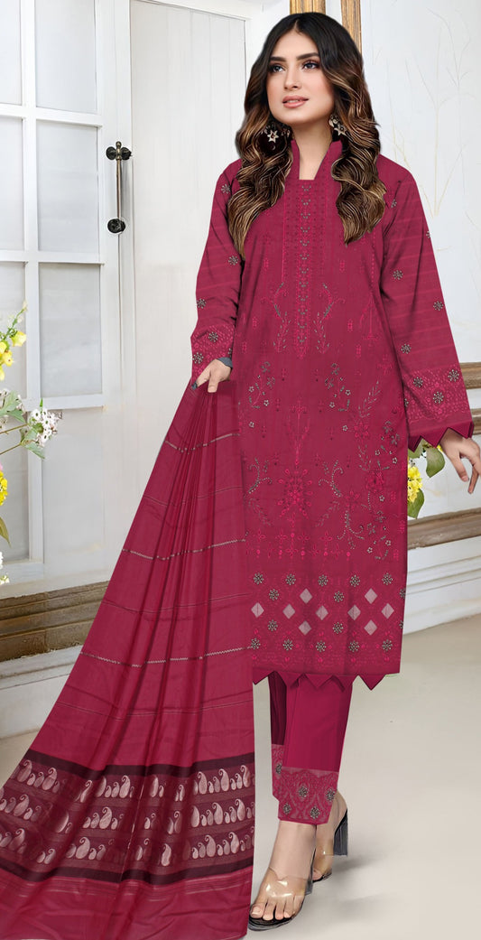 3-Pc Unstitched Lawn Fancy Suit