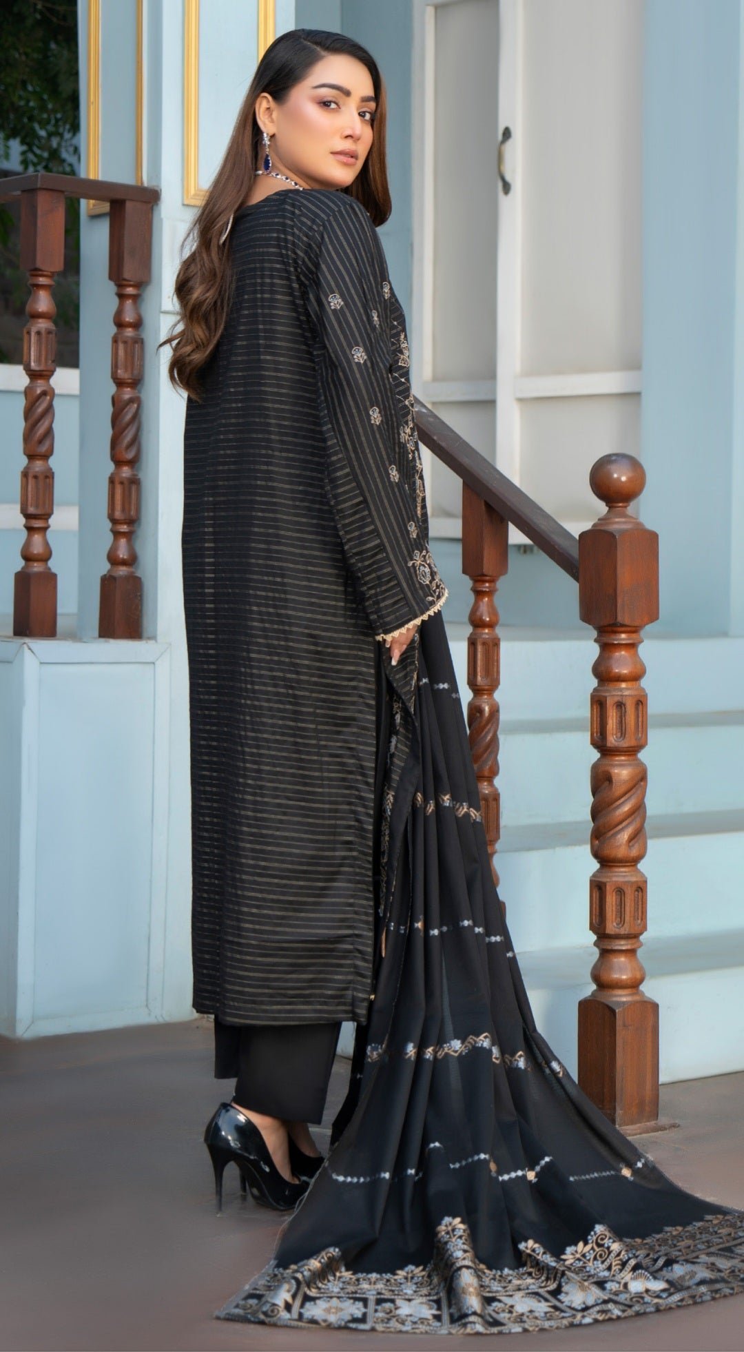 Black 3-PC Lawn Unstitched Suit by ANAYAT