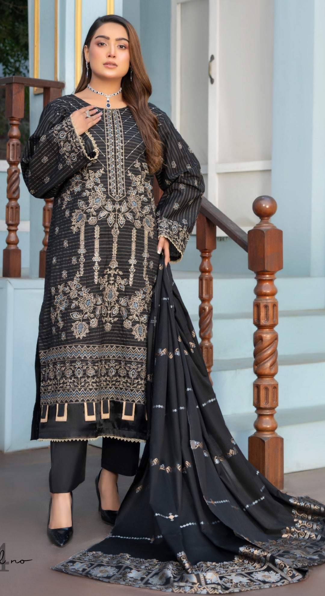 Black 3-PC Lawn Unstitched Suit by ANAYAT