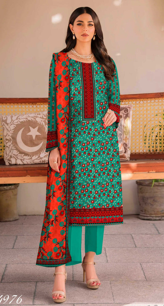 Printed Lawn 3-pc Unstitched Suit