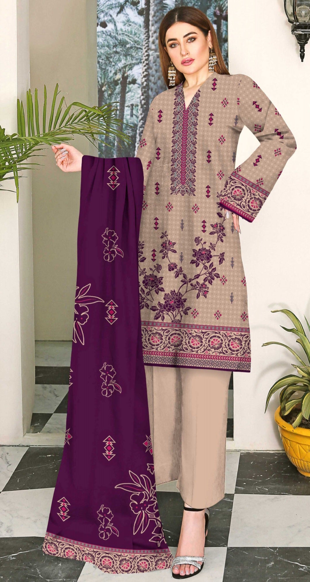 Swiss Lawn 3-pc Unstitched Suit